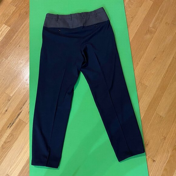 Incotex Grey Blue Color Blocked Slim Pleated Incotex Wool Dress Pants EU 48 - Picture 2 of 15